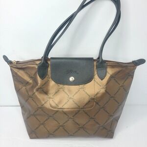 Longchamp Le Pliage Bronze Green Limited Edition Equestrian Medium Tote Bag